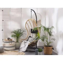 Beliani Hangstoel PINETO - Beige Pe Rotan -Zon Bloei Verkoopwinkel 32f059d04cf04bd3805d21b456473168