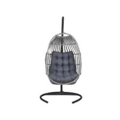 Beliani Hangstoel SESIA - Grijs Polyester, Pe Rotan -Zon Bloei Verkoopwinkel 4ec4e740c85e4b768d5972423f26bdbc