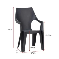 Keter - Stapelstoel Dante Hoge Rug - Donkergrijs - 89x57x57 Cm -Zon Bloei Verkoopwinkel 50100437 9601