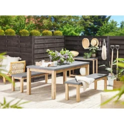 Beliani Tuinbank OSTUNI - Grijs Vezelcement -Zon Bloei Verkoopwinkel 642625f283904bcc884e295789e0cc44