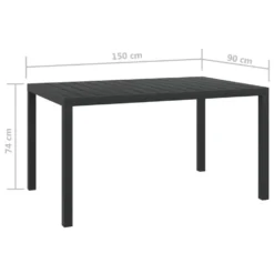 VidaXL Tuintafel 150x90x74 Cm Aluminium En HKC Zwart -Zon Bloei Verkoopwinkel 6d519836cbb144ed883b426a9611b520