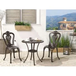 Beliani Tuintafel BOVINO - Bruin Aluminium -Zon Bloei Verkoopwinkel 7880a37cad5d421e831c9db399efe765