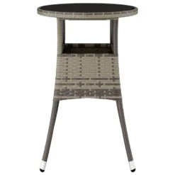 VidaXL Tuintafel Ø60x75 Cm Gehard Glas En Poly Rattan Grijs -Zon Bloei Verkoopwinkel 7fab57e03e9546b2985c4bb59e1aff8f