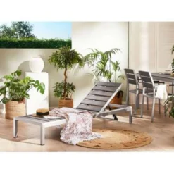 Beliani Tuinligstoel NARDO - Grijs Kunsthout, Aluminium -Zon Bloei Verkoopwinkel 8059278ce3f24d2e8b8f1120dccd3f0d