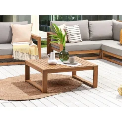 Beliani Tuintafel TIMOR - Lichte Houtkleur Acaciahout -Zon Bloei Verkoopwinkel 84e828649c064c269d954a83da6d0dac