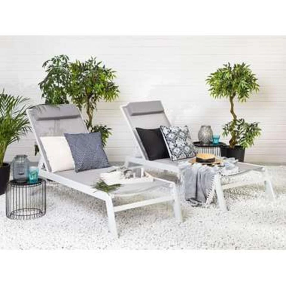 Beliani Tuinligstoel CATANIA - Grijs Polyester, Aluminium 3 Beliani Tuinligstoel CATANIA - Grijs Polyester, Aluminium - Afbeelding 3