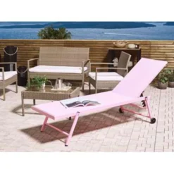 Beliani Tuinligstoel PORTOFINO - Roze Aluminium, Textiel -Zon Bloei Verkoopwinkel beaea80f33c64d3c8d8581b1e02a4255