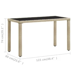 VidaXL Tuintafel 123x60x74 Cm Poly Rattan Beige -Zon Bloei Verkoopwinkel df2e276b8a164390a99c28e0714bbc21