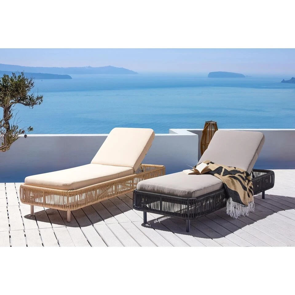 Beliani Tuinligstoel OSINI - Grijs Pe Rotan 2 Beliani Tuinligstoel OSINI - Grijs Pe Rotan - Afbeelding 2