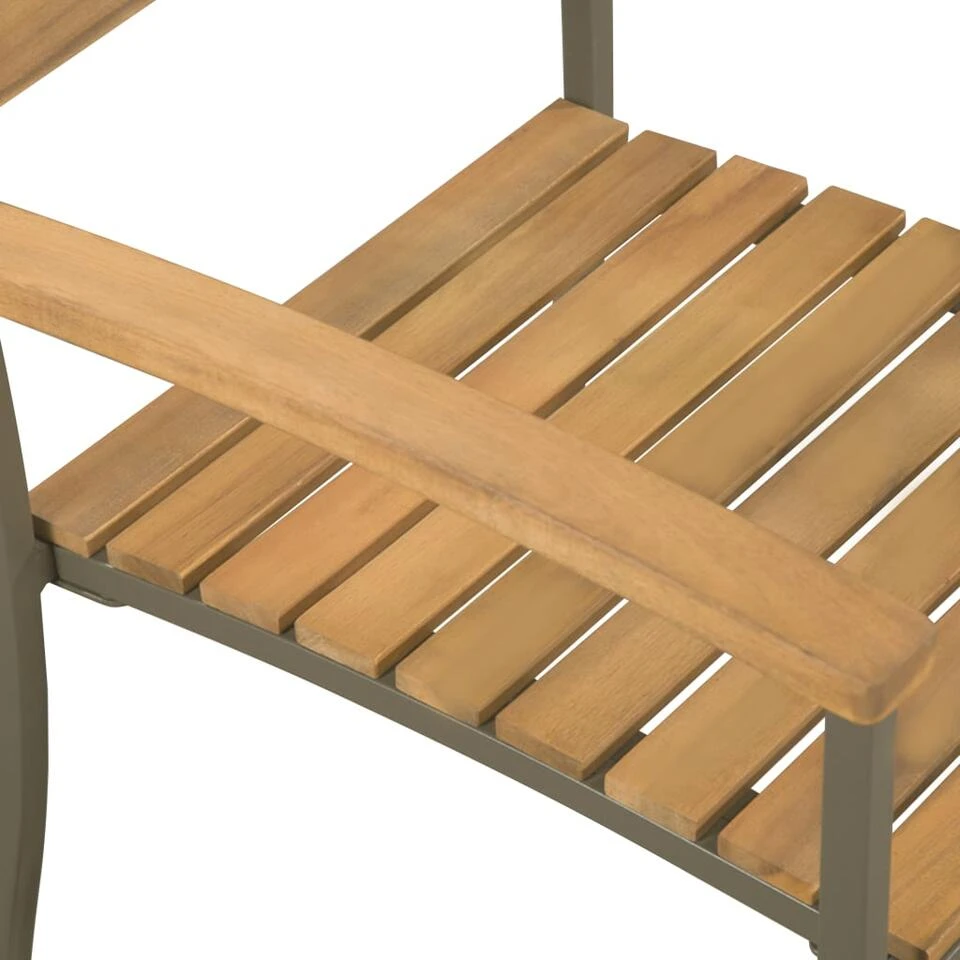 VidaXL Tuinstoelen Stapelbaar 2 St Massief Acaciahout En Staal 3 VidaXL Tuinstoelen Stapelbaar 2 St Massief Acaciahout En Staal - Afbeelding 3