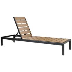 Beliani Tuinligstoel NARDO - Lichte Houtkleur Kunsthout, Aluminium -Zon Bloei Verkoopwinkel e3e1e9d2365f440c9aed1c093b4d7638