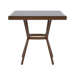 Beliani Tuintafel CASPRI - Donkere Houtkleur Aluminium -Zon Bloei Verkoopwinkel e957b2a86f454e16a1bba188c143635a